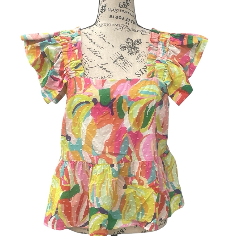 CROSBY by Mollie Burch Cato Ruffle Top, Size‎ L, EUC